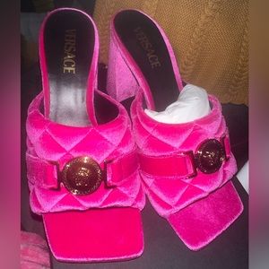 Versace Medusa hot pink heels Barbie